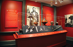 The Masonic exhibit, including a portrait of the King in full 33° regalia.