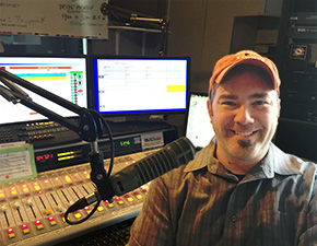 Maynard, host of the Tyler's Place podcast, in the recording studio