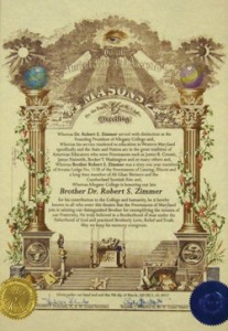 Resolution by the Grand Lodge of Maryland honoring Dr. Robert S. Zimmer, 32°