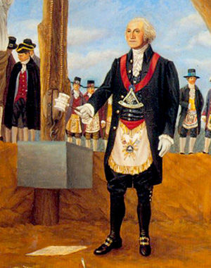 Detail from "George Washington Laying the Cornerstone of the United States Capitol, Sept. 18, 1793," by Ill. John D. Melius, 33°