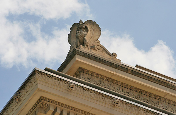Double-headed Eagle acroteria on the House of the Temple's roof