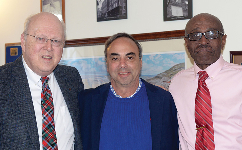 Authors of this article S. Brent Morris, 33°, Grand Cross (left) and Gregory S. Kearse, 33° (right) with Jimmy Turner (center)