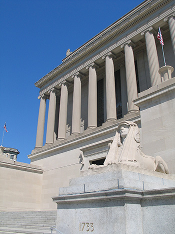View of the Sphinx of Wisdom and the front of the House of the Temple