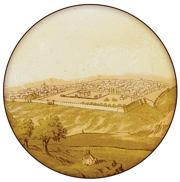 Antique glass slide depicting a view of Jerusalem