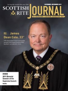 Cover of the November-December 2019 Scottish Rite Journal featuring a portrait of SGC James D. Cole, 33°