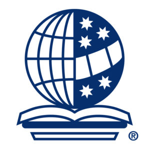 Masonic Book Club Logo: a merged terrestrial and celestial globe sitting on an open book atop a pillar capital