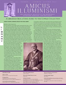 First page of Summer Autumn 2023 Amicus Illuminismi featuring a photo of Past Sovereign Grand Commander John H. Cowles, 33°