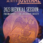 2023 Biennial Session: Freemasonry—The Anchor of Society. Close-up of an illuminated sphere with 32° Scottish Rite Double-headed Eagle embossed on it