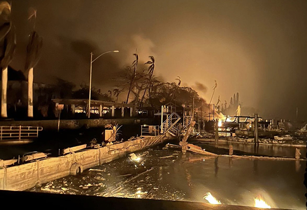 Image: View of the harbor at Lahaina, Maui, after a major wildfire in August 2023. Source: U.S. Coast Guard Hawai'i Pacific District 14 via Wikimedia Commons (Public Domain, Cropped)