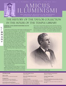 First page of Winter Spring 2024 Amicus Illuminismi featuring a photo of Dr. Leroy M. Taylor
