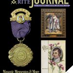 Front Cover of the March/April 2025 Scottish Rite Journal: "Masonic Mementos & More in the Temple's Museums." Clockwise from top right: Painting of Jacques DeMolay; cover of "For Auld Lang Syne by Robert Burns"; and a jewel celebrating the 1907 Session of the “Grotto.” Please see inside this issue for related writings on donating items (p. 11), Br. Burns (p. 16), and the Grotto (p. 12).