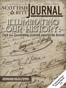 Illuminating Our History: The La Candeur Lodge Minutes Book. The journey begins with "Part 1: Finding the Eleven Gentleman of Charleston," pp. 22–23.